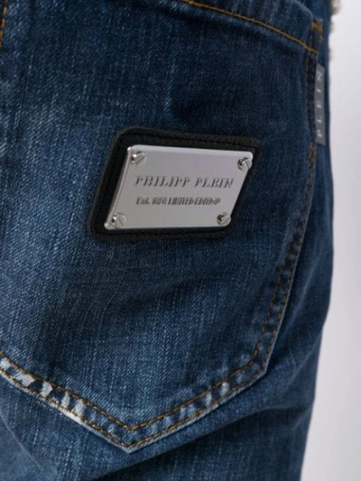 PHILIPP PLEIN MILANO镂空铆钉牛仔裤 - 蓝色