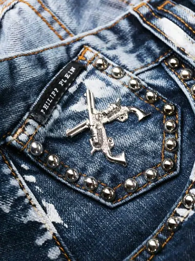 Shop Philipp Plein Studs Milano Cut Jeans In Blue