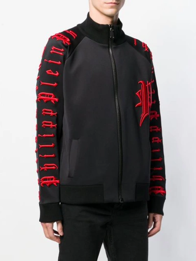 Shop Philipp Plein Embroidered Track Jacket In Black