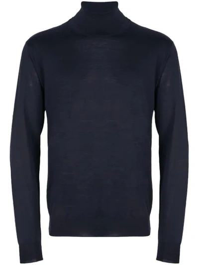 Shop Corneliani Turtle-neck Fitted Sweater - Blue