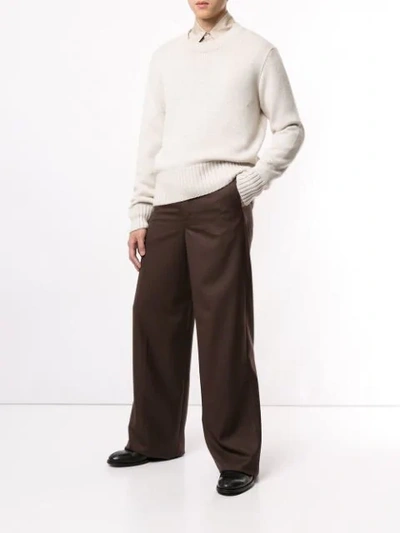 Shop Lemaire Wide Leg Trousers In Brown ,brown
