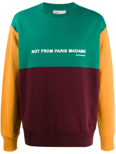 Shop Drôle De Monsieur Colour Block Sweatshirt In Green