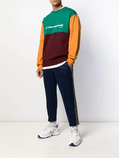 Shop Drôle De Monsieur Colour Block Sweatshirt In Green