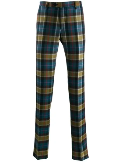 Shop Etro Tartan Trousers In 200 Blu