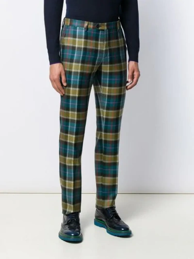 Shop Etro Tartan Trousers In 200 Blu