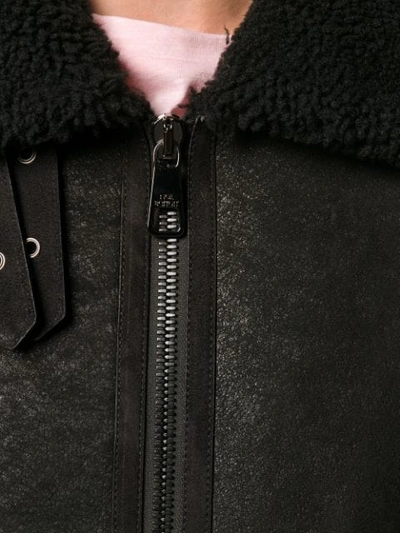 Shop Neil Barrett Zipped Shearling Jacket In Black