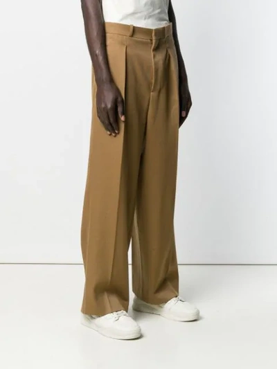 Shop Ami Alexandre Mattiussi Wide Fit Pleated Trousers In Neutrals