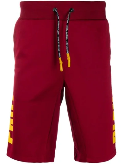 Shop Philipp Plein Logo Jogging Shorts In Red