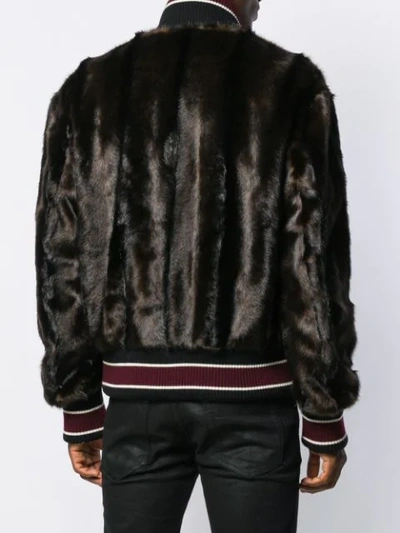 Shop Dolce & Gabbana Faux Fur Bomber Jacket In Brown