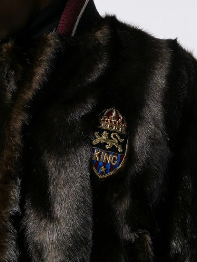 Shop Dolce & Gabbana Faux Fur Bomber Jacket In Brown