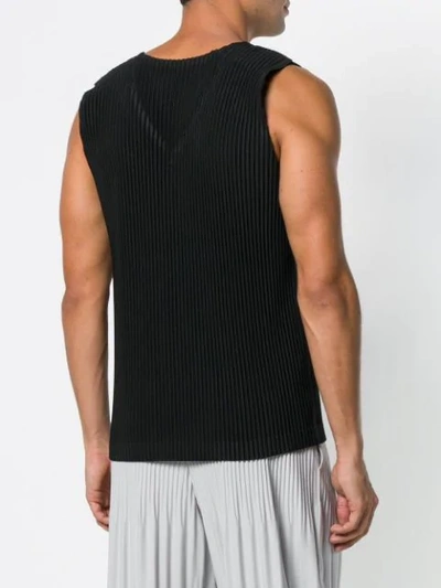 Shop Issey Miyake Ribbed Tank Top In Black