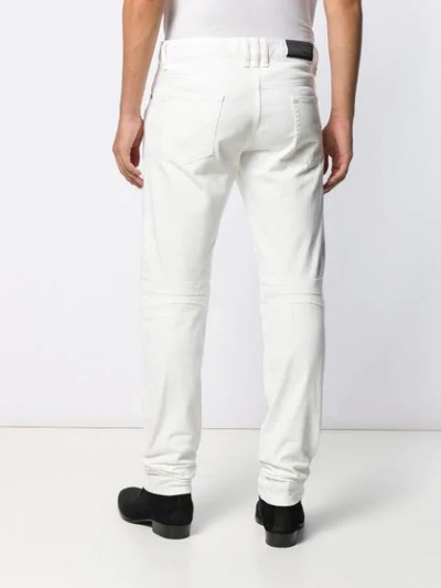 Shop Balmain Biker Slim-fit Jeans In White