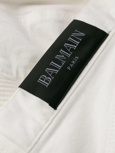 Shop Balmain Biker Slim-fit Jeans In White