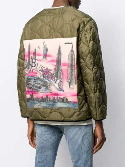 Shop Buscemi Quilted Graphic Print Jacket In Green
