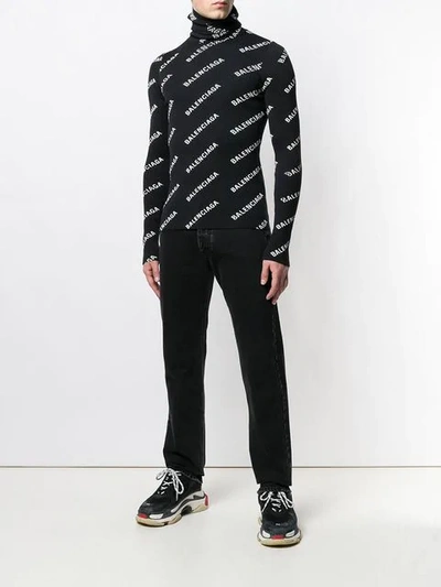 Shop Balenciaga Logo Printed Jumper In Black