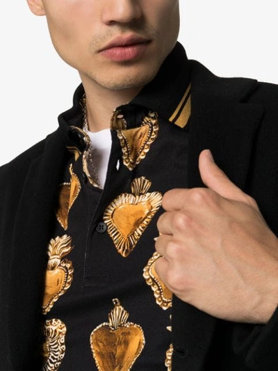 Shop Dolce & Gabbana Sacred Heart Print Polo Shirt In Black