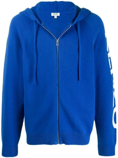 Shop Kenzo Logo Sleeve Hoodie In 70 Cobalt