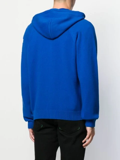 Shop Kenzo Logo Sleeve Hoodie In 70 Cobalt