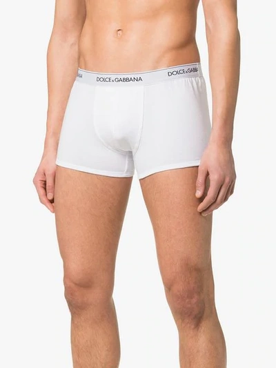 Shop Dolce & Gabbana Underwear Two Pack Logo Waistband Boxers - White