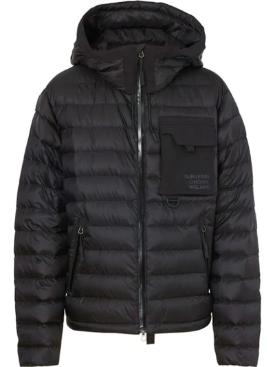 Shop Burberry Daunenjacke Mit Kapuze In Black