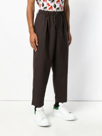 Shop Marni Drop-crotch Trousers - Brown