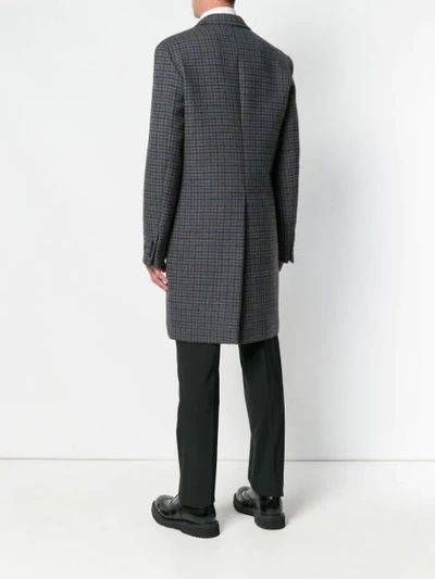 Shop Prada Single Breasted Check Coat In Grey