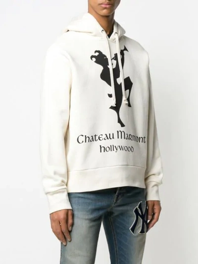 Shop Gucci Hoodie With Chateau Marmont Print In Neutrals