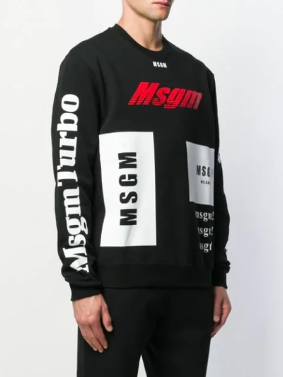 Shop Msgm Turbo Logo Printed Sweatshirt In 99 Nero