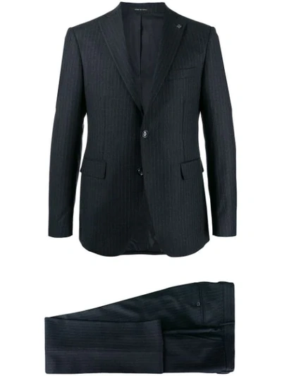Tagliatore Micro-stripe Fitted Suit In Grey