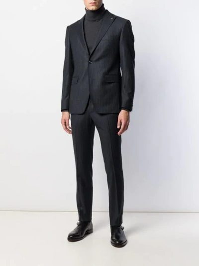 Tagliatore Micro-stripe Fitted Suit In Grey
