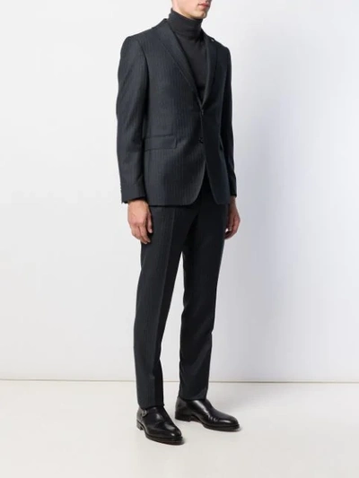 Tagliatore Micro-stripe Fitted Suit In Grey