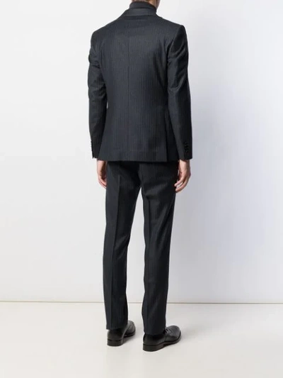 Tagliatore Micro-stripe Fitted Suit In Grey