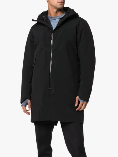 Shop Arc'teryx Hooded Coat In Black