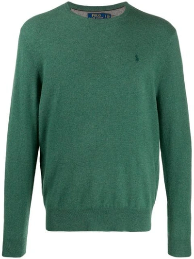Shop Polo Ralph Lauren Embroidered Logo Jumper In Green