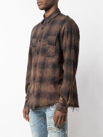 Shop Amiri Crack Bleach Flannel Shirt In Brown