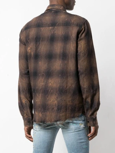 Shop Amiri Crack Bleach Flannel Shirt In Brown