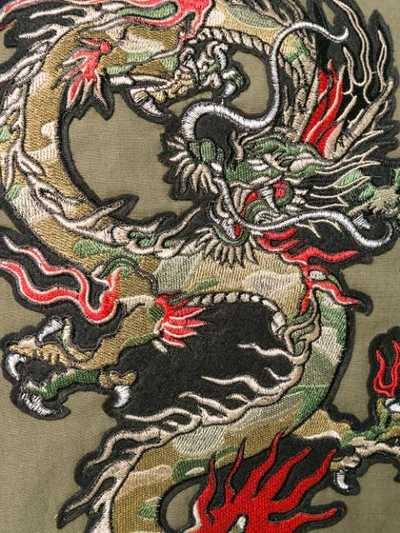 Shop John Varvatos Embroidered Dragon Military Jacket In Green