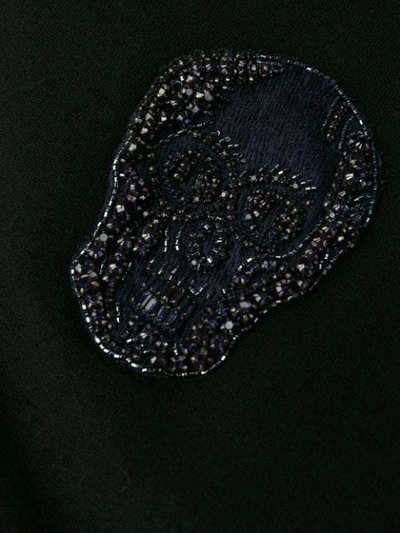 Shop Alexander Mcqueen Embroidered Beaded Skull Zipped Hoodie In Black
