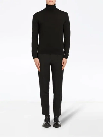 Shop Prada Roll Neck Knitted Sweater - Black