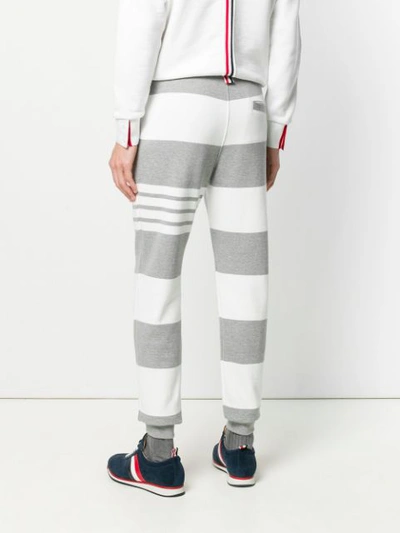 Shop Thom Browne Engineered Rugby Stripe Classic Loopback Jersey Sweatpants In Grey