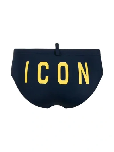 Shop Dsquared2 Icon Print Swim Briefs In Blue