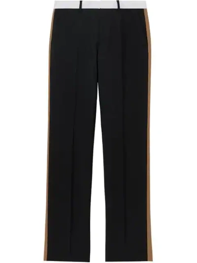 Shop Burberry Tri-tone Mohair Wool Tailored Trousers In Black