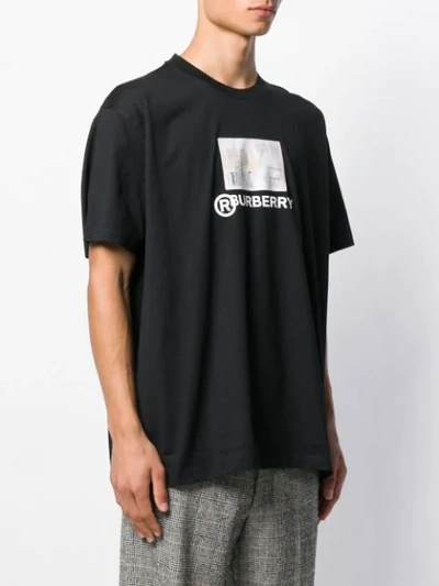 Shop Burberry Passport Print T-shirt In Black