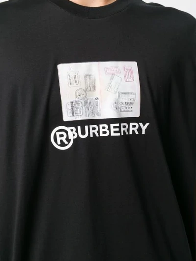 Shop Burberry Passport Print T-shirt In Black