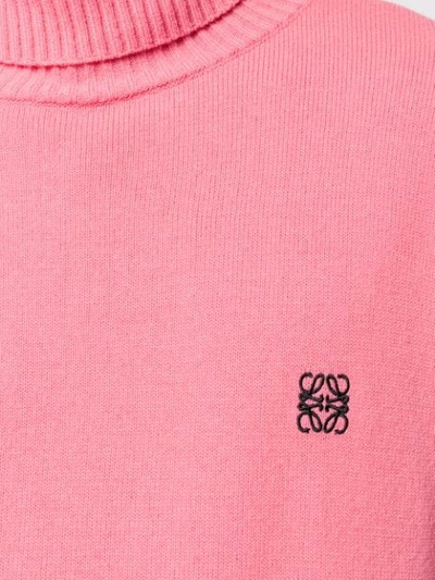 Shop Loewe Roll-neck Embroidered Logo Jumper In Pink