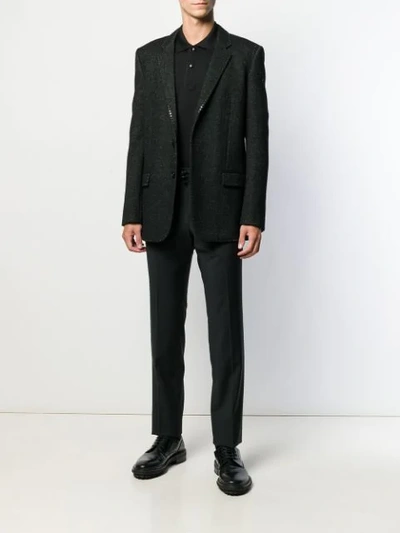 Saint Laurent Sequin-trim Blazer In Grey