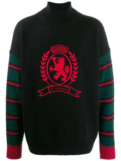 Shop Tommy Hilfiger Embroidered Lion Jumper In Black