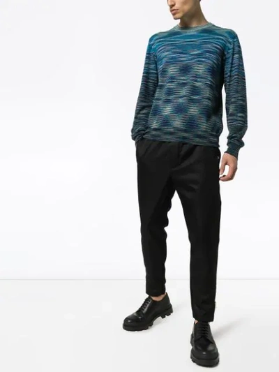 Shop Missoni Knitted Signature Stripe Jumper In Blue