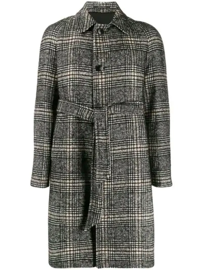 Shop Tagliatore Check Coat In Black