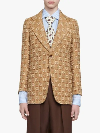 Shop Gucci Textured G Wool Jacket In Brown